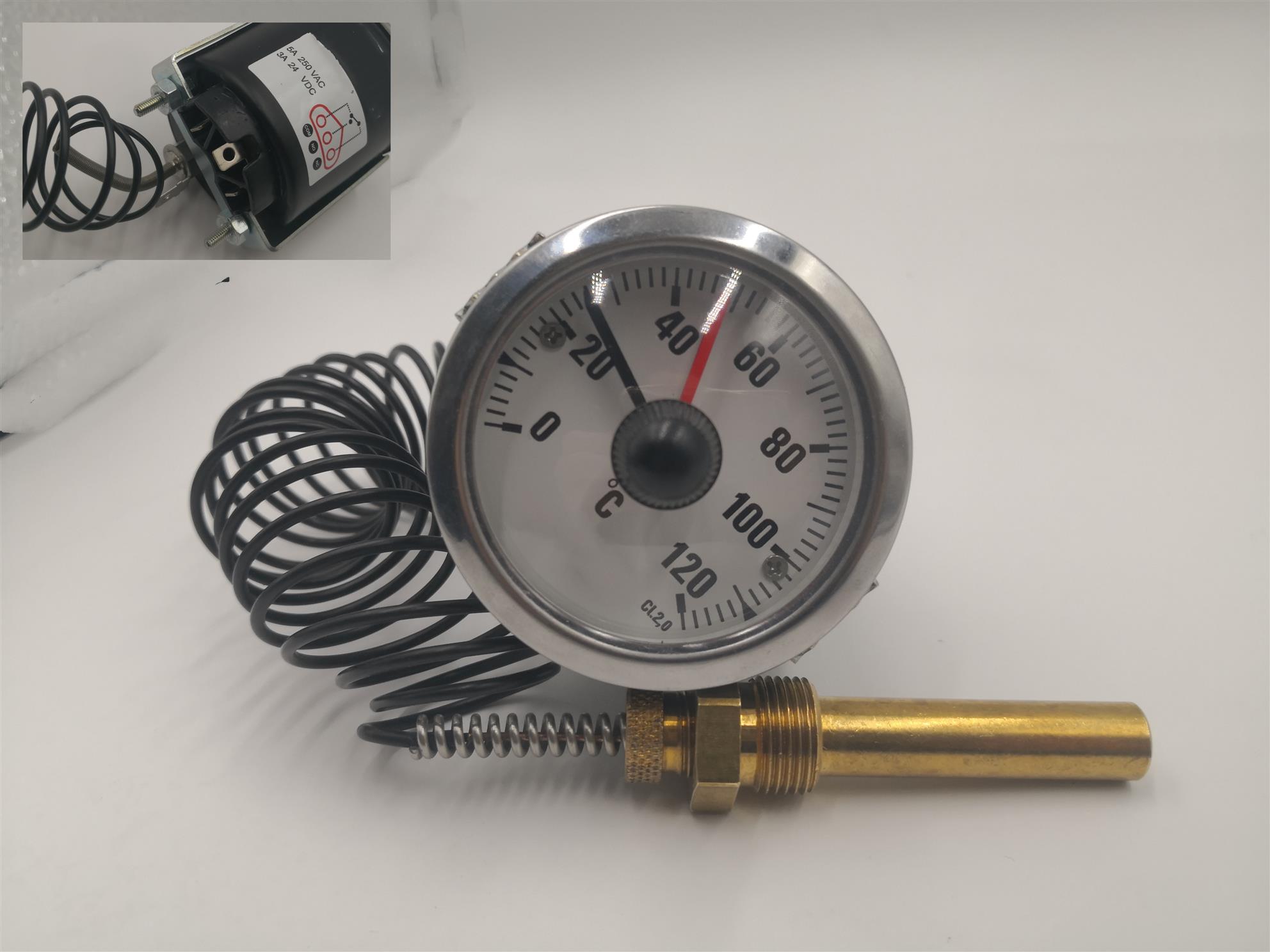 60mm(2.4inch)Dial capillary thermometer with switch contact